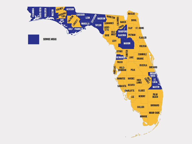 counties across the state of florida